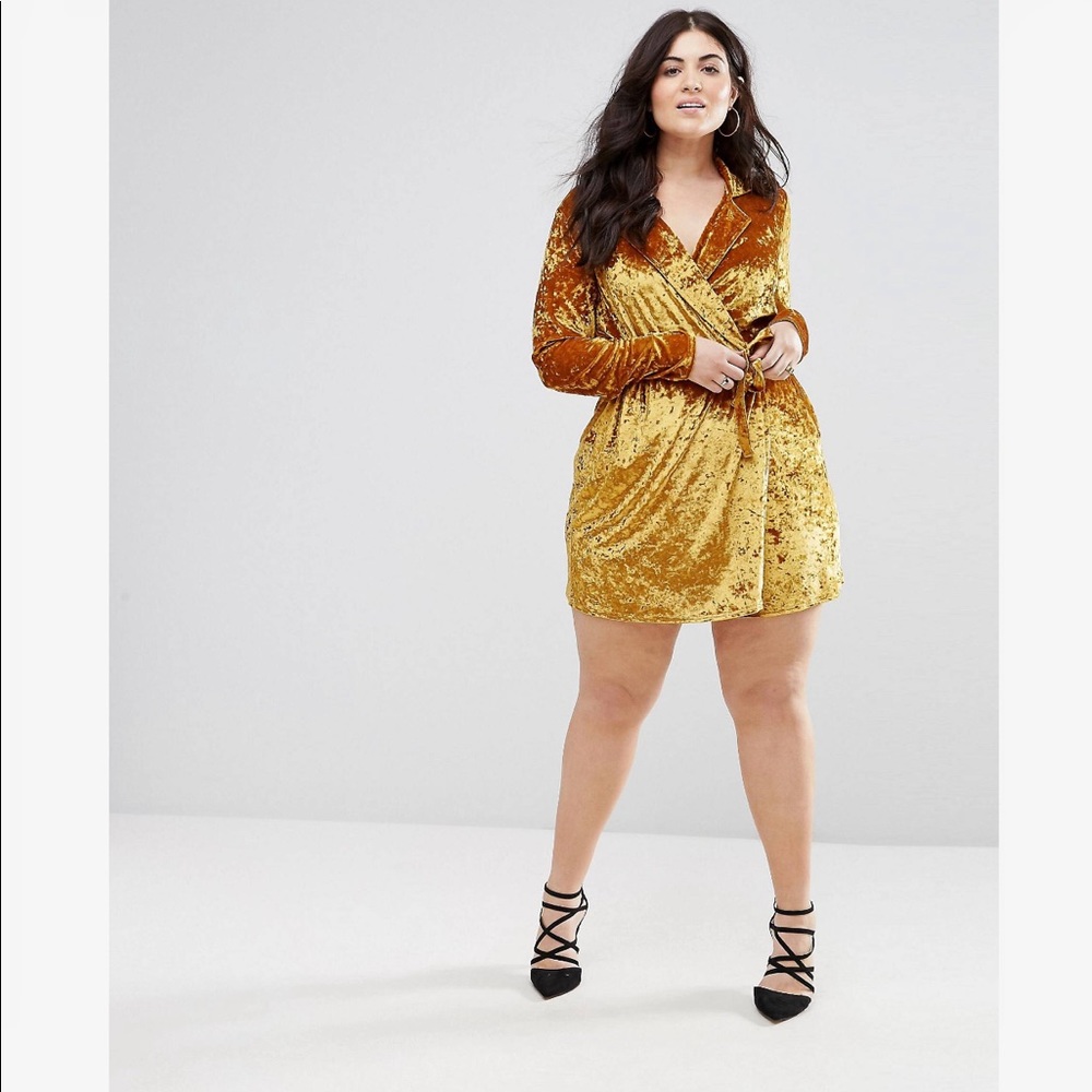 Velour Wrap Blazer Dress